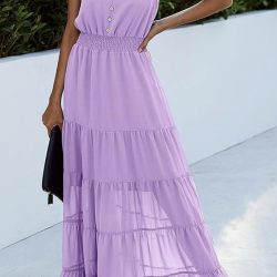 Women's Casual Summer Dress Spaghetti Strap Sleeveless High